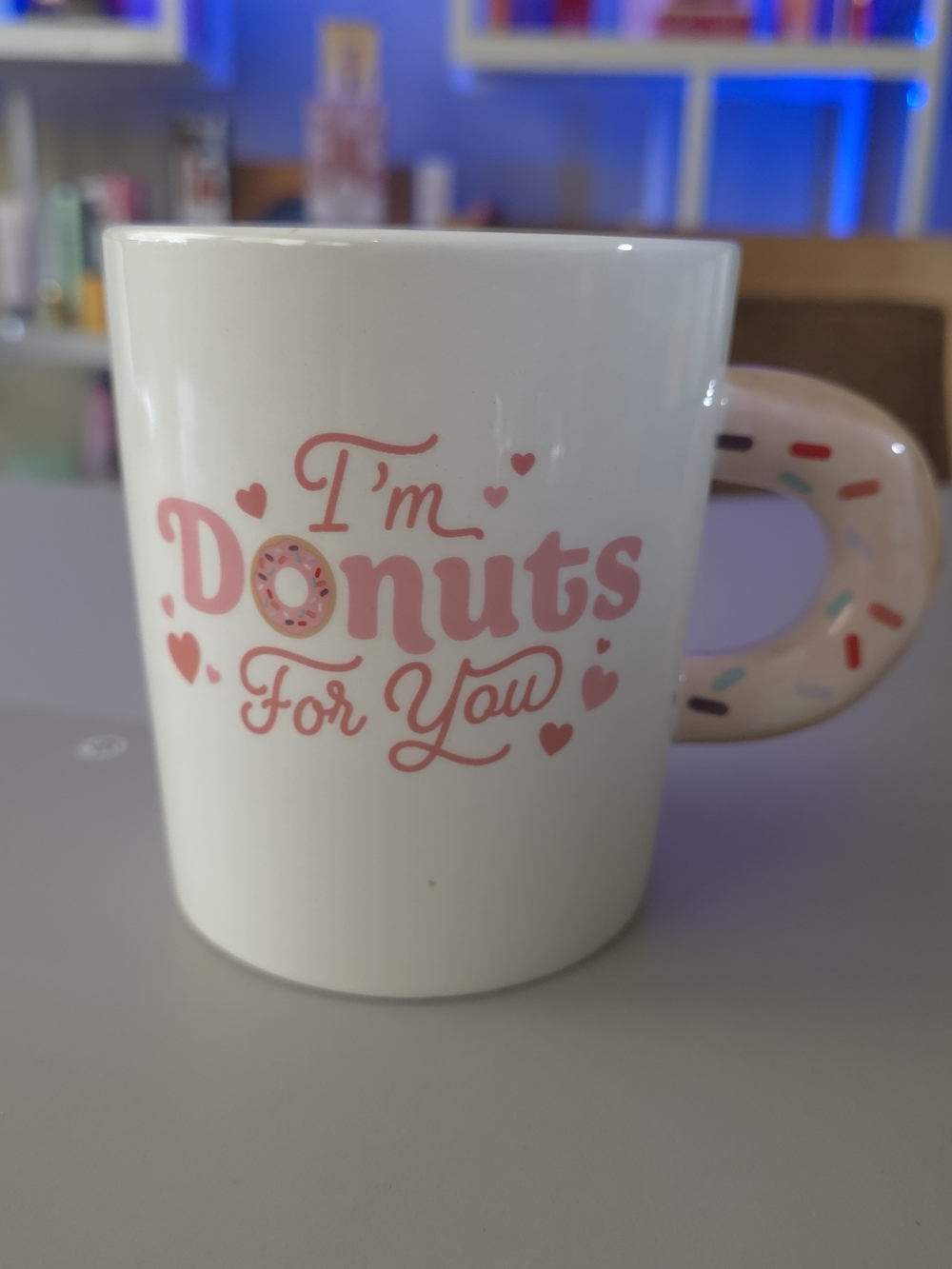 I'm Donuts For You Pink Ceramic Mug with Donut Handle
